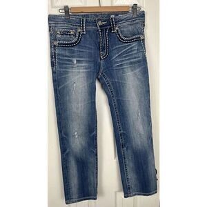 Miss Me Boyfriend Distressed Womens Dark Wash‎ Jeans JPB5014 Size 26